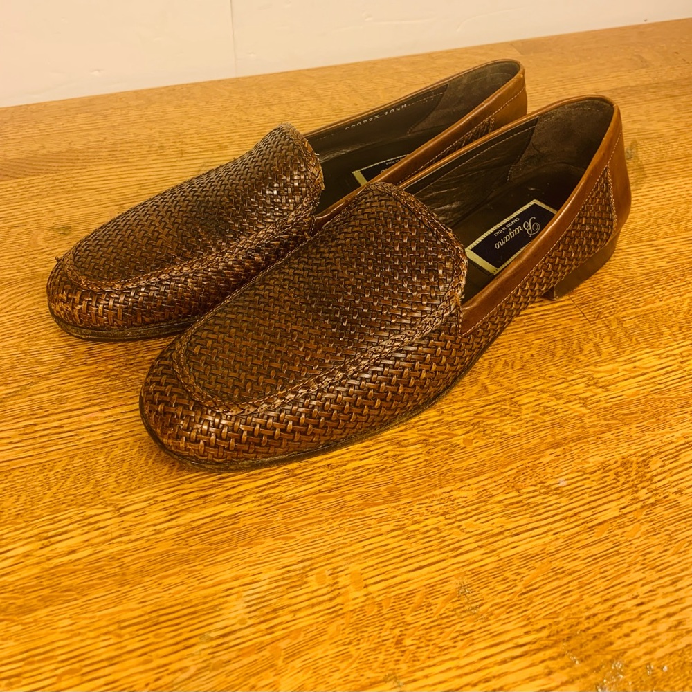 Bragano Men’s Woven Leather Slip On Loafers Shoes